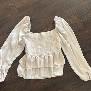 Altar'd State Cream Smocked Blouse